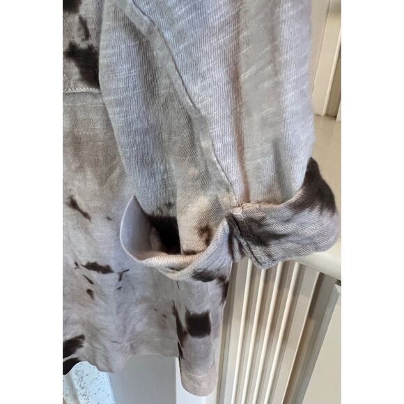 Vince Tie Dye T-Shirt Brown 3/4 Sleeve Chest Pocket Pullover Tee Size XS - Picture 3 of 6